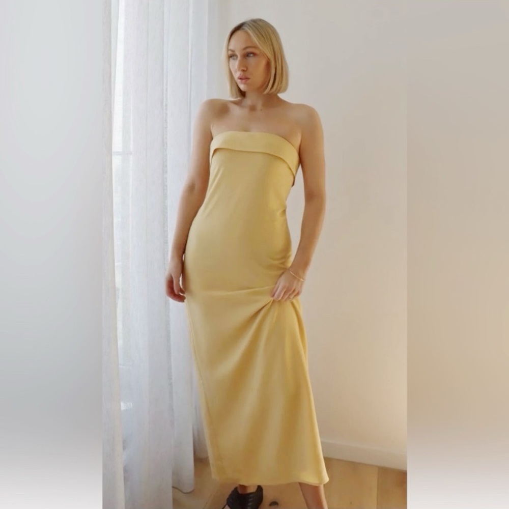 DISSH Strapless Butter Yellow Maxi Dress